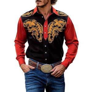 Camisa de manga larga con estampado en contraste para hombre