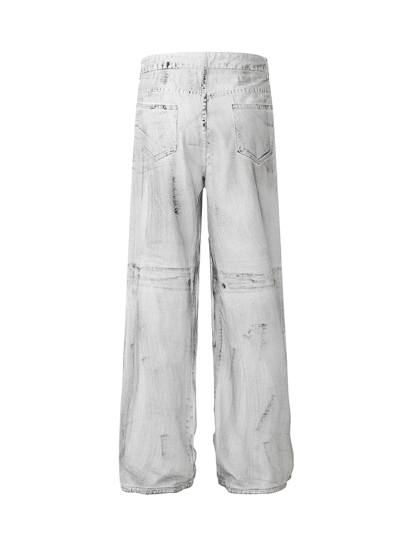 Street Batik Deconstructed Split Jeans