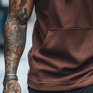 Men's Retro Casual Solid Color Sports Hooded Tank Top