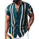 Men's Casual Striped Printed Lapel Short Sleeve Shirt