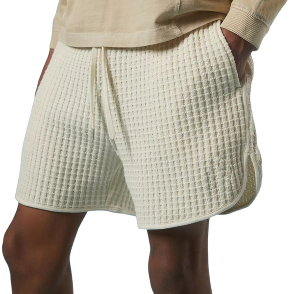Pantalones cortos casuales de cintura elástica con diseño de gofre para hombre, de primavera y verano