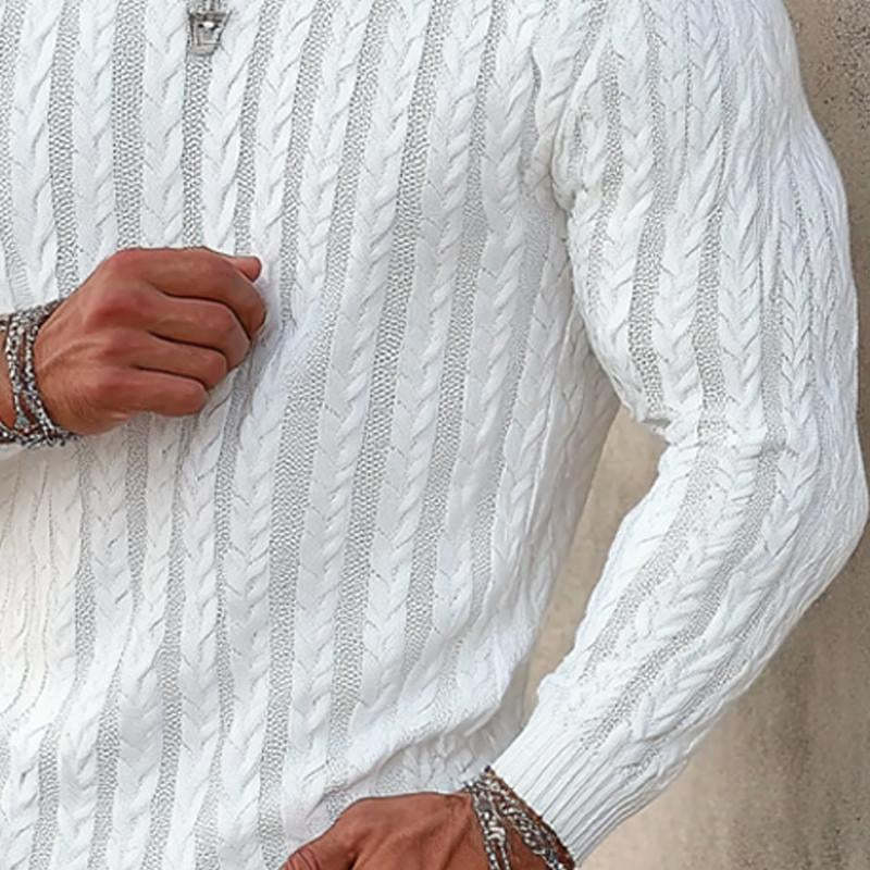 Suéter de punto con cuello redondo retorcido de color liso para hombre