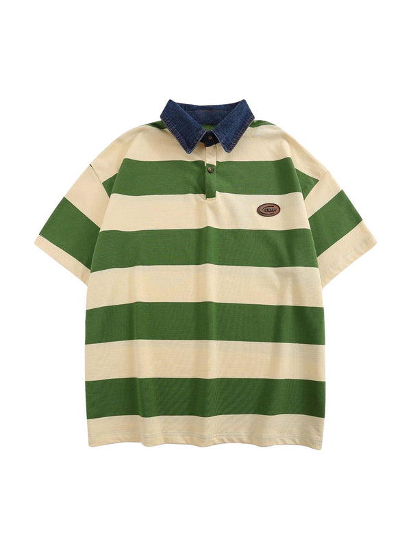 Vintage Color Striped Polo Shirt