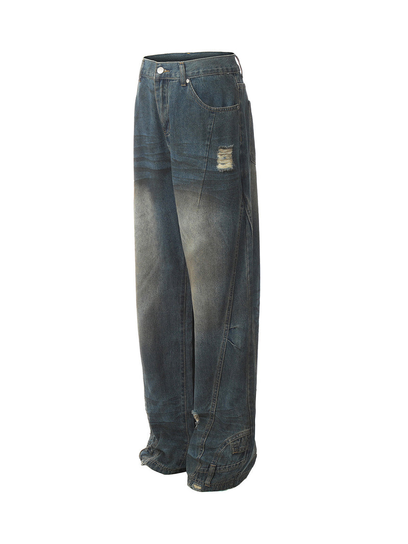 Dirty Dyed Washed Straight Jeans