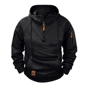 Men's Solid Zip-Up Hoodie Raglan Sleeve Sweatshirt