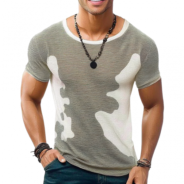 Lässiges Herren-T-Shirt mit Rundhalsausschnitt und schmaler Passform, gestrickt, kurzärmelig