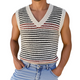 Men's Casual V Neck Contrast Color Striped Knitted Tank Top