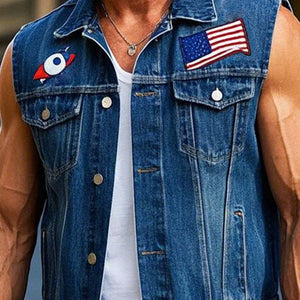 Men's Simple Patch Denim Vest