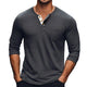 Men's Solid Color Button Round Neck Long Sleeve T-Shirt