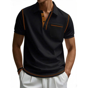 Camisa polo informal de algodón de manga corta para hombre