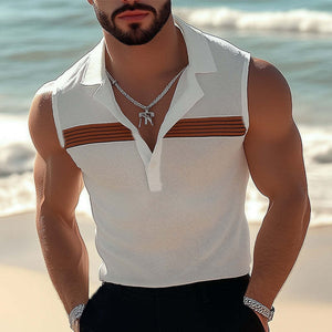 Camiseta de tirantes texturizada con cuello polo de moda de verano para hombre