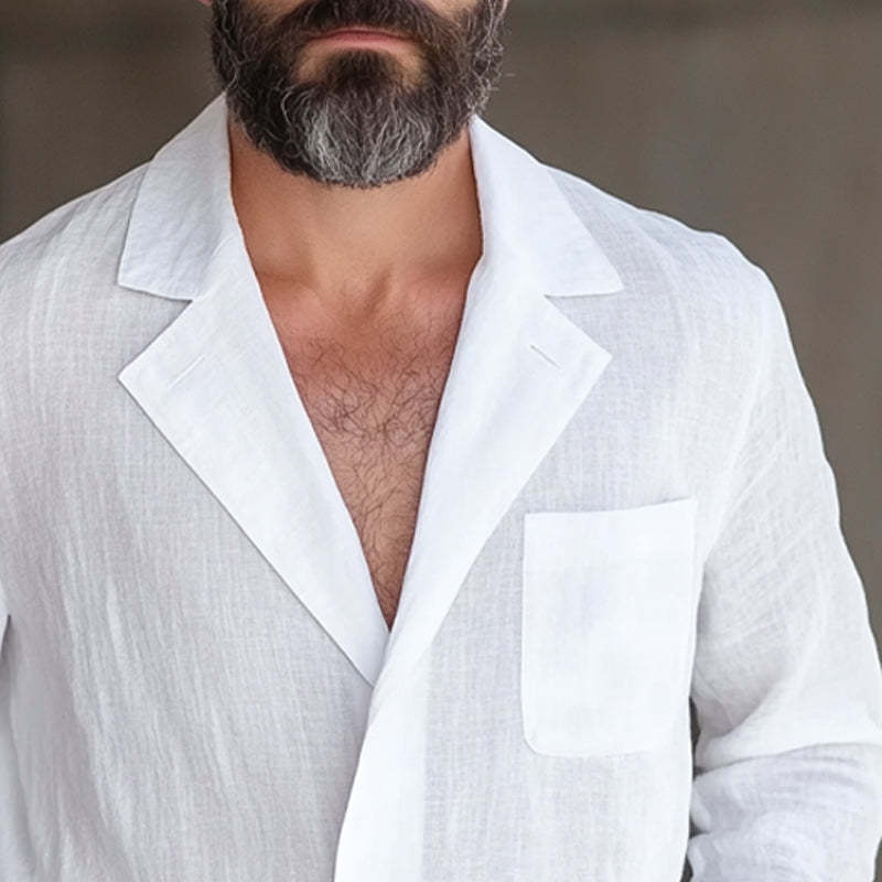 Men's Cotton And Linen Loose Thin Blazer