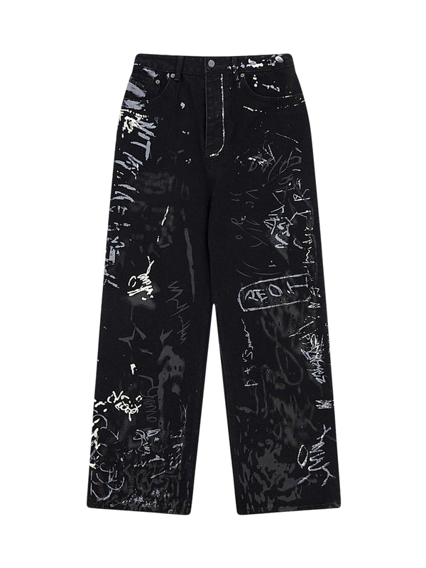 American Graffiti Letter Print Jeans