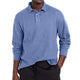 Men's Casual Solid Color Button Lapel Long Sleeve Polo Shirt