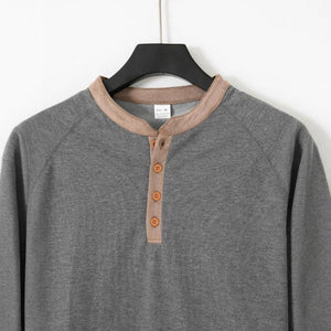 Camiseta informal de manga larga raglán con cuello redondo y bloques de color para hombre