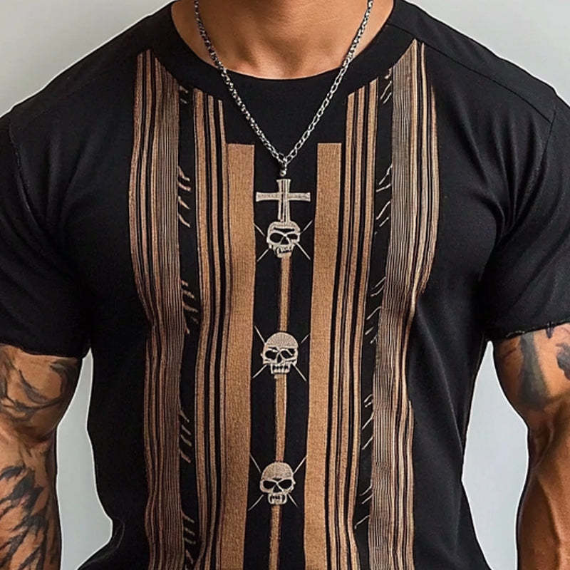 Camiseta retro de manga corta con cuello redondo para hombre