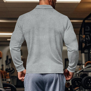 Chaqueta informal de manga larga con solapa de sarga y botonadura sencilla para hombre