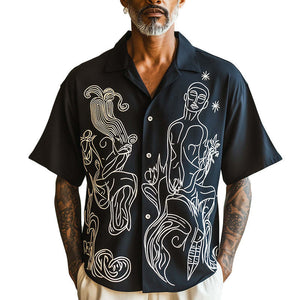 Camisa de manga corta con estampado abstracto de Picasso para hombre