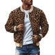 Men's Vintage Leopard Print Colorblock Zip-Up Bomber Jacket