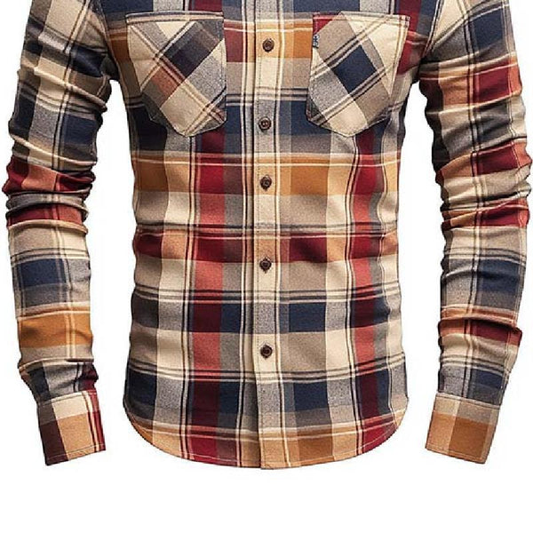 Men's Classic Casual Slim Fit Check Long Sleeve Shirt