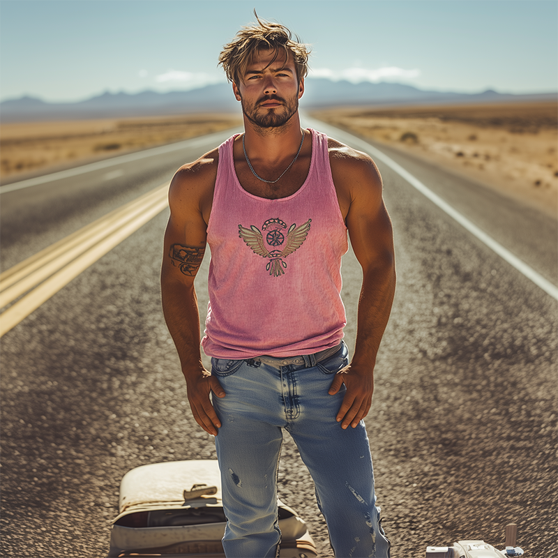 Men's Classic Casual American Retro Embroidered Knit Tank Top 72799567K