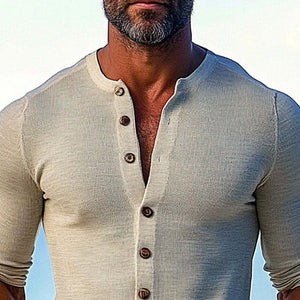 Men's Solid Color Round Neck Long Sleeve Shirt