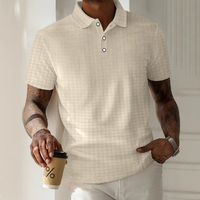 Men's Textured Striped Short-Sleeved POLO Shirt MTA0740D5X