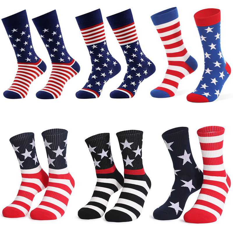 COLORED STRIPED MID LENGTH SOCKS FOR MEN'S SPORTS SOCKS AND CASUAL LONG SOCKS