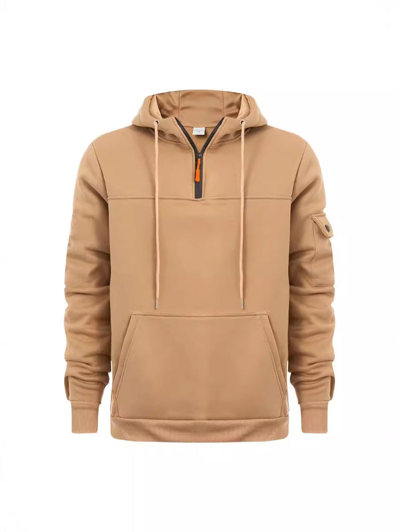 MEN'S HOODIE HOODED SWEATSHIRT ZIPPER ARM POCKET PULLOVER MEN'S SPORTS AND CASUAL JACKET