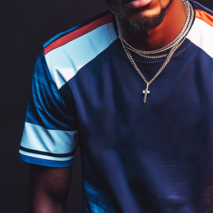 Camiseta retro informal de manga corta con cuello redondo y costuras en contraste para hombre