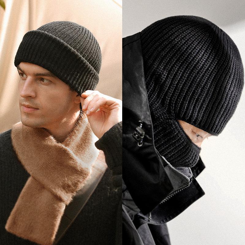 Men's Classic Windproof Cold-proof Headgear Mask Warm Knitted Hat