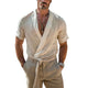 Men's Retro Solid Color Round Neck Raw Edge Short Sleeve T-Shirt