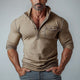 Camiseta vaquera vintage de cuello alto y medio cierre para hombre