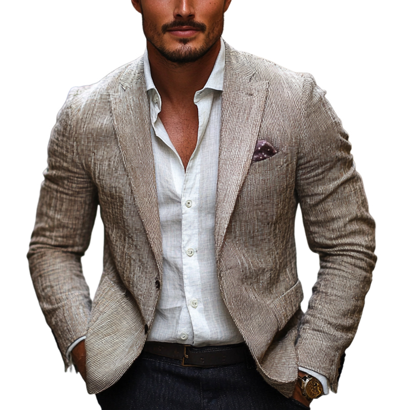 Blazer casual de algodón y lino para hombre 