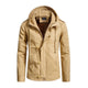 Lässige Herren-Cargojacke aus gewaschener Baumwolle mit Patchwork-Kapuze und schmaler Passform 