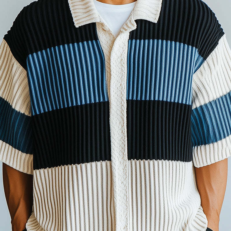 Men's Fashion Knitted Short Sleeve Shirt