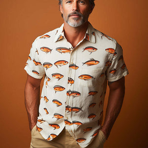 Herren-Kurzarmhemd im Frühfrühlingsstil mit einzigartigem Aufdruck