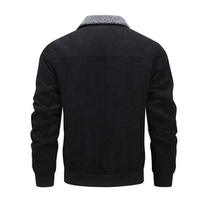 Men's Casual Lapel Corduroy Thickened Lambswool Multi-Pocket Zipper Jacket