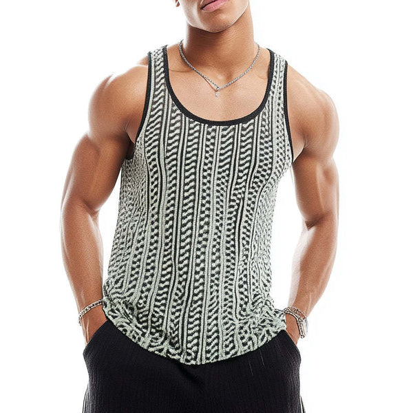 Lässiges Jacquard-Strick-Tanktop mit U-Ausschnitt für Herren