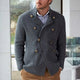 Herren Frühling und Herbst Dunkelgrau Zweireihige Lässige Strickjacke