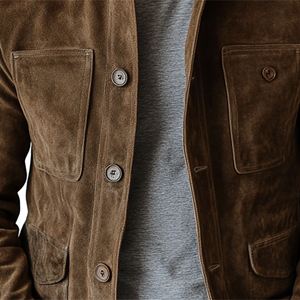 Herren Vintage Wildlederknöpfe Multi-Pocket Reversjacke