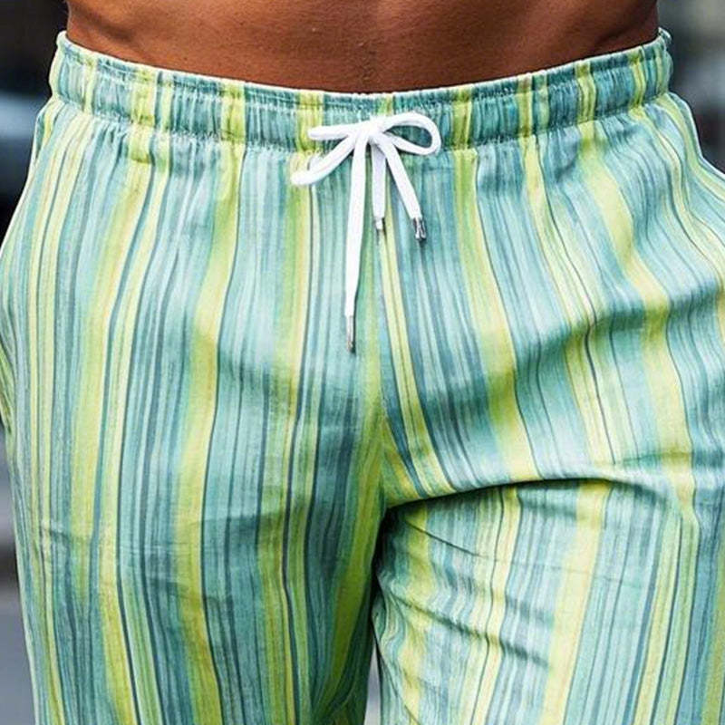 Pantalones cortos casuales con estampado de rayas para hombre