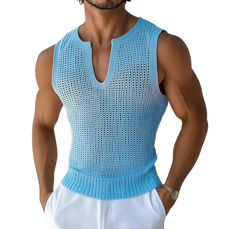 Lässiges Retro-Strick-Tanktop mit V-Ausschnitt für Herren