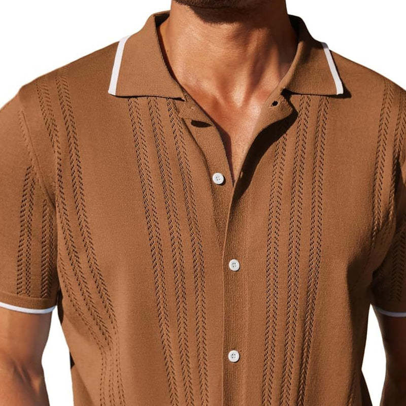 Men's Knitted Single-Breasted Short-Sleeved Polo Shirt MTA1849C2X