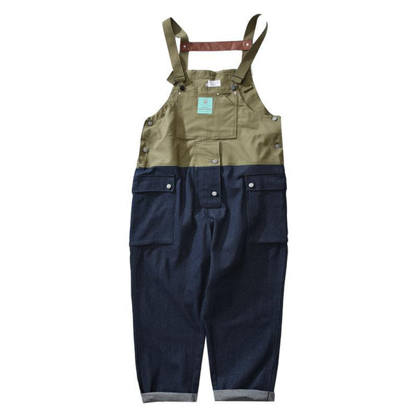 COLOR BLOCKED WORKWEAR JUMPSUIT MEN'S AMERICAN SUSPENDER OVERALLS WORKWEAR