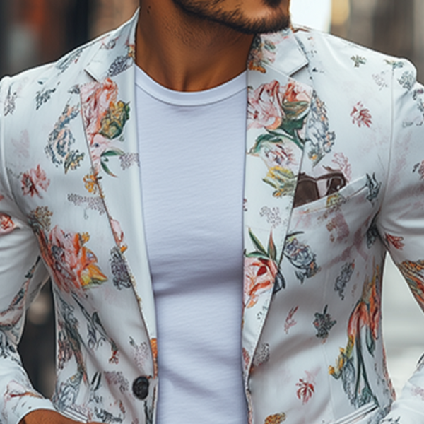 Herren Frühling Retro Mode Kunstdruck Slim Fit Casual Blazer