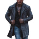 Men's Solid Color Suede Lapel Mid-Length Windbreaker Trench Coat