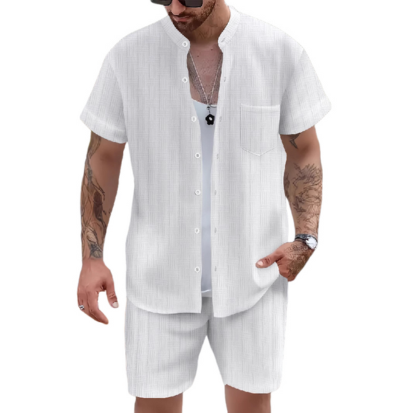 Conjunto de dos piezas de pantalones cortos casuales de manga corta para hombre