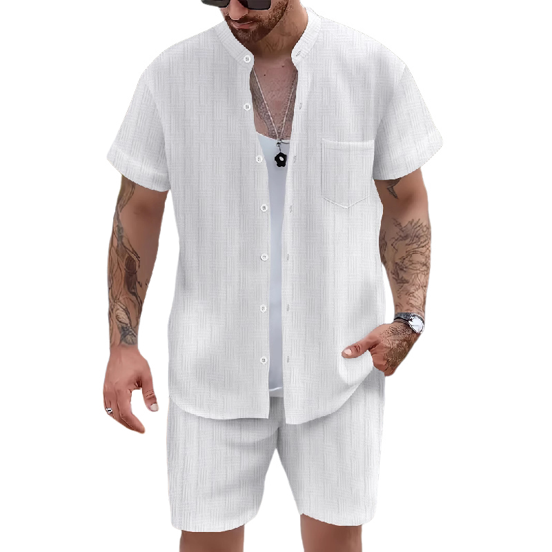 Conjunto de dos piezas de pantalones cortos casuales de manga corta para hombre