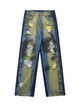 Hip-hop Washed Distressed Loose Spray-dyed Jeans